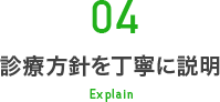 04 診療方針を丁寧に説明 Explain