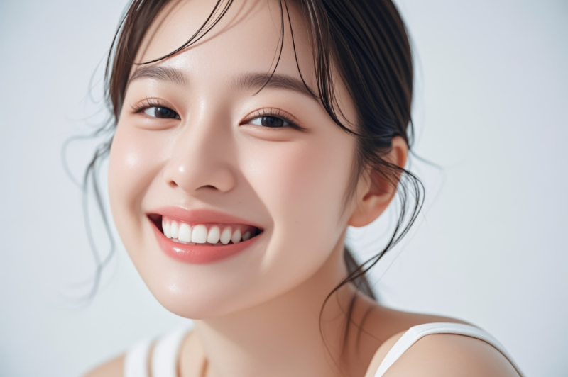 マウスピース矯正を終え歯列が整い笑顔になる女性