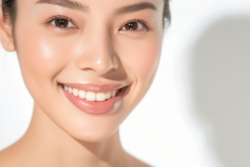歯の矯正治療を終え笑顔になる女性