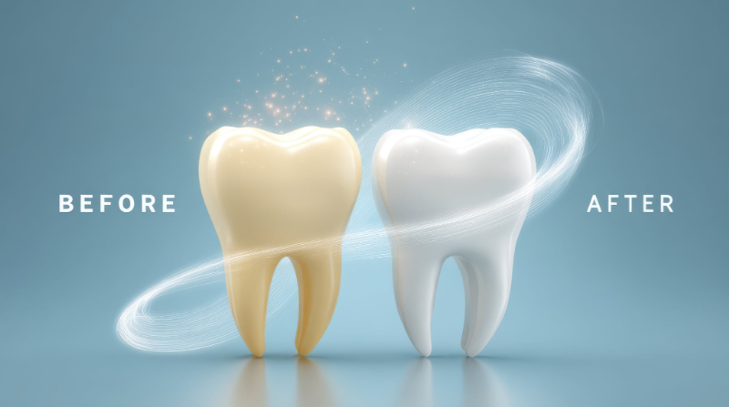 デュアルホワイトニングをした前後の歯のイメージ